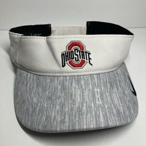 OSU Ohio State University Buckeyes Visor‎ Hat Nike Adjustable White Gray FLAW